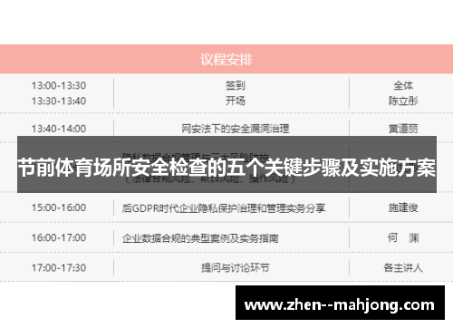 节前体育场所安全检查的五个关键步骤及实施方案 节前体育场所安全检查的五个关键步骤及实施方案